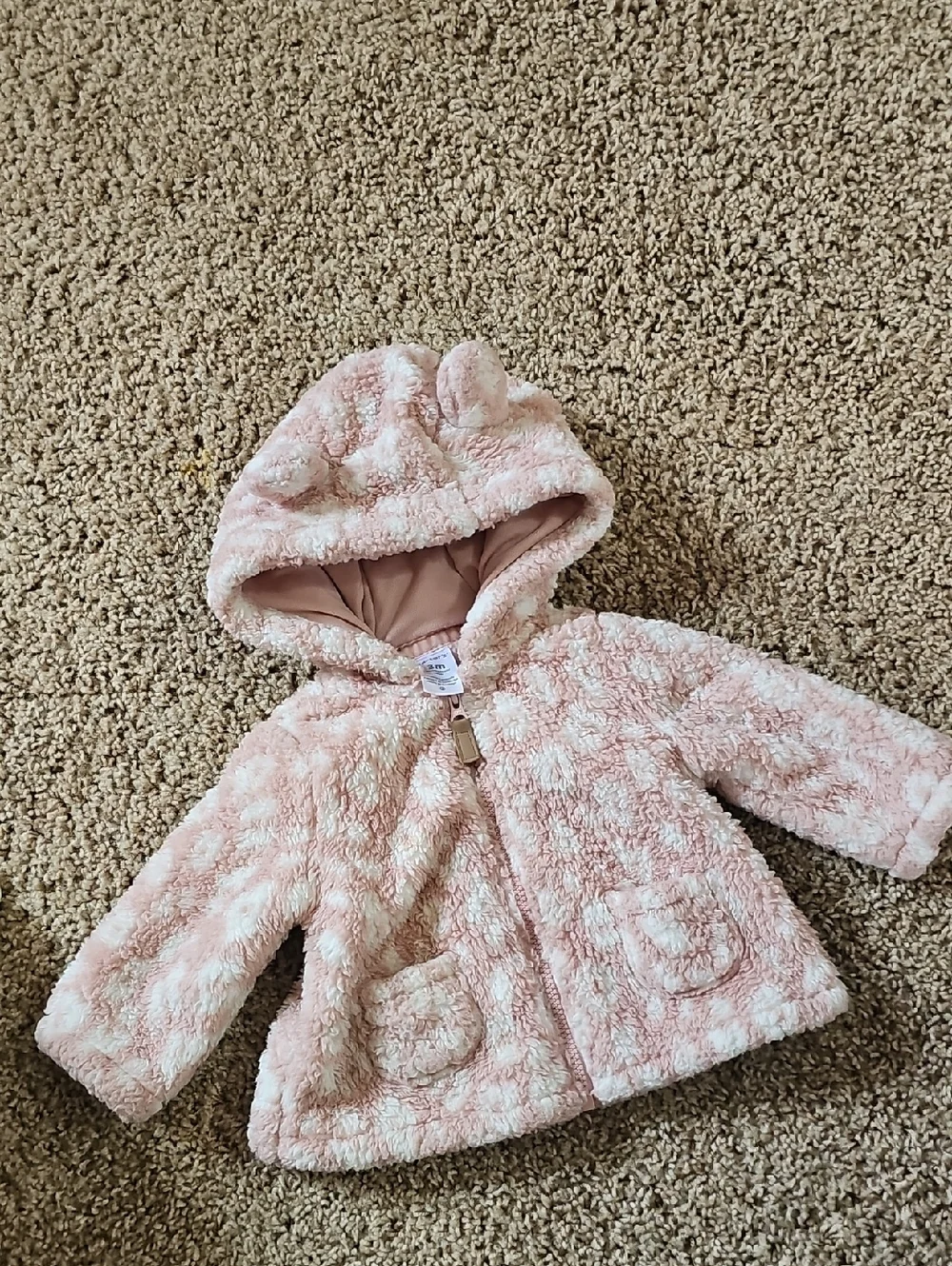 Carter's Plush Hooded Baby Jacket in Blush Pink